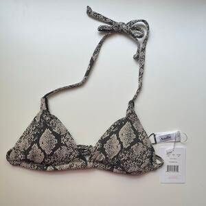 Andie Black and Cream Bikini Top